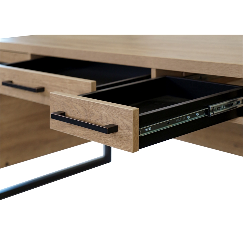 Modern Wood Laminate Office Writing Desk Storage Desk  Light Brown