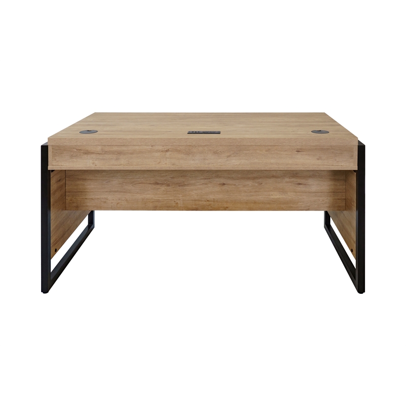 Modern Wood Laminate Office Writing Desk Storage Desk  Light Brown