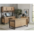 Contemporary Wood Laminate Hutch With Wood Doors Fully Assembled Light Brown