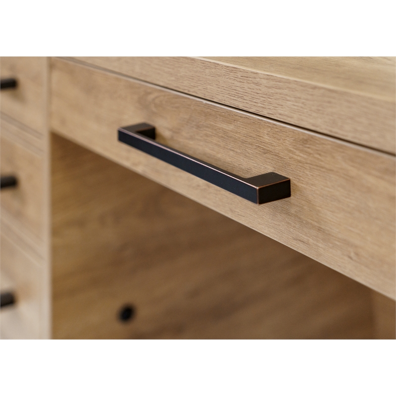 Modern Wood Laminate Office Desk Fully Assembled Light Brown