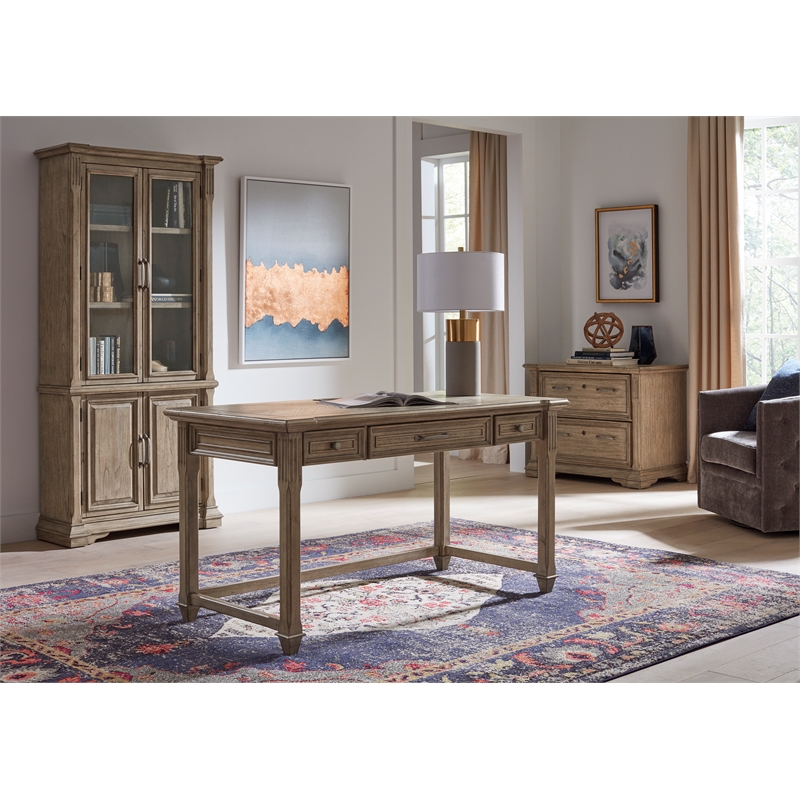 Martin Furniture Wood Bookcase With Doors Office Shelving in Light Brown