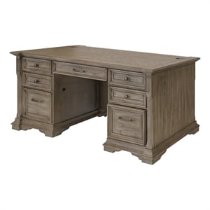 Martin Furniture Wood Double Pedestal Executive Office Desk in Light Brown