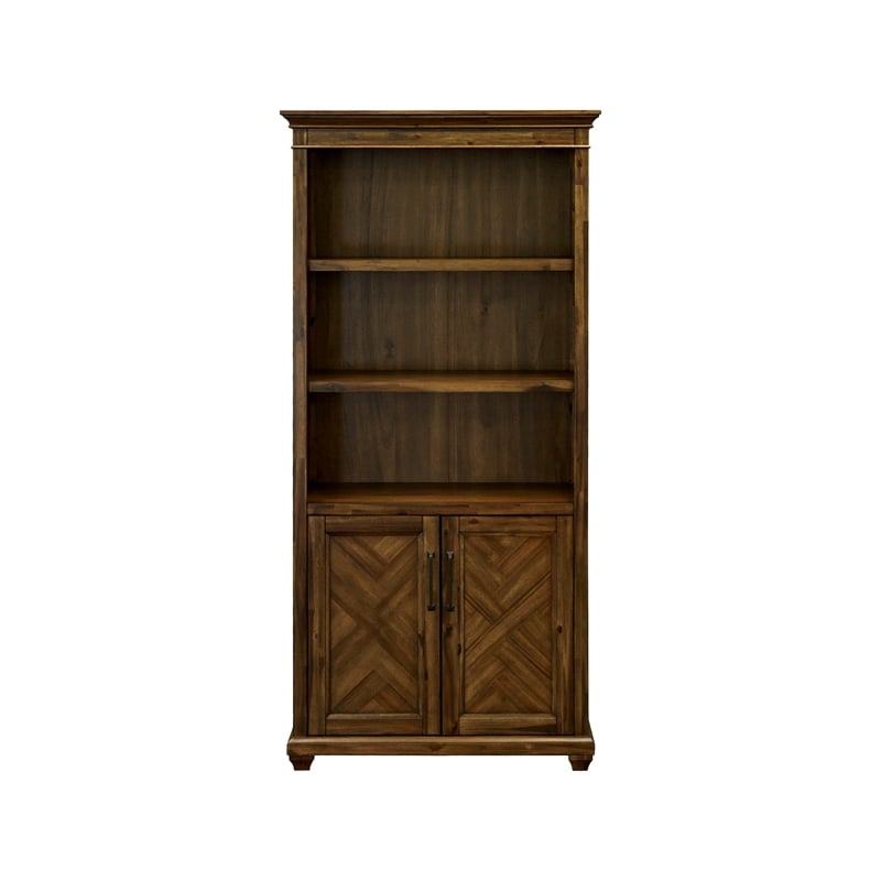 Martin Furniture Wood Bookcase W/ Doors Office Storage Fully Assembled in Brown