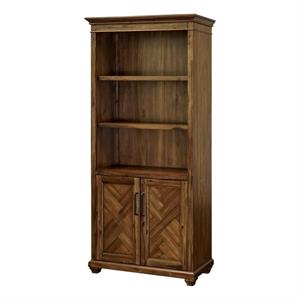 Martin Furniture Wood Bookcase W/ Doors Office Storage Fully Assembled in Brown