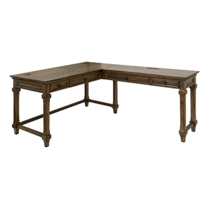 Martin Furniture Wood Open L-Desk & Return Writing Table in Natural Brown