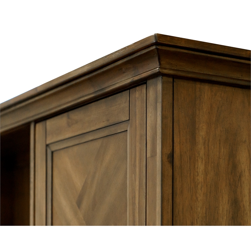 Martin Furniture Wood Hutch W/ Doors Office Storage Hutch in Natural Brown