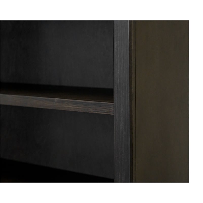 Traditional Wood Open Bookcase Office Shelving Storage Cabinet Dark Brown