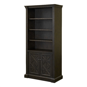 Traditional Wood Bookcase With Doors Office Shelving Storage Cabinet Dark Brown