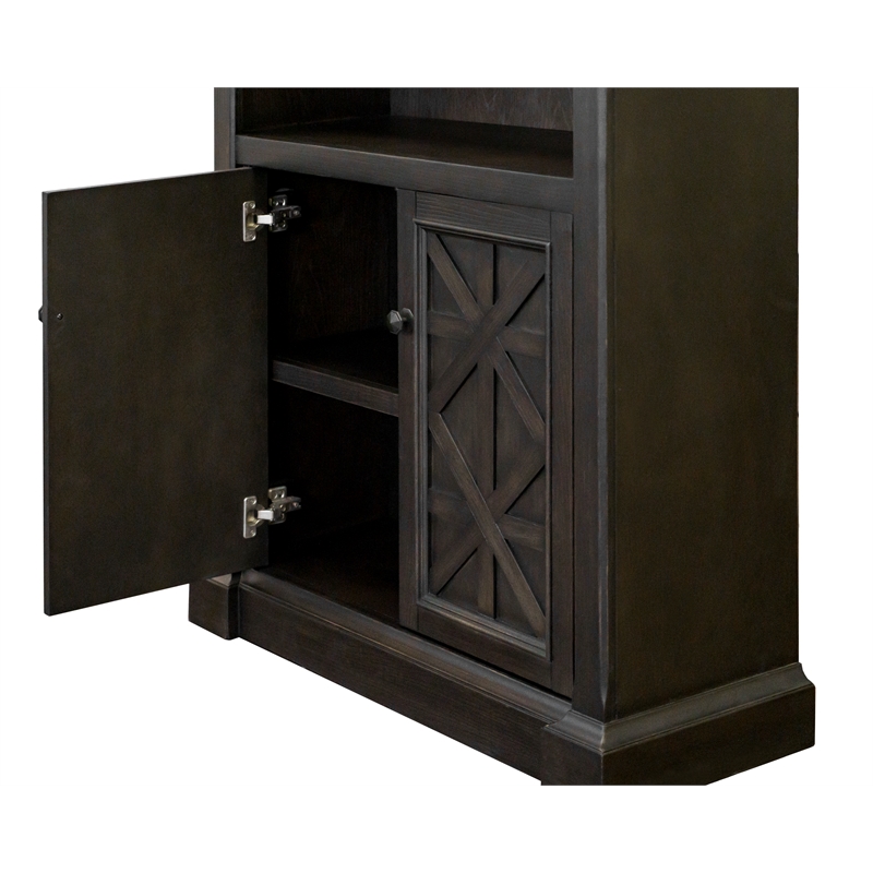 Traditional Wood Bookcase With Doors Office Shelving Storage Cabinet Dark Brown