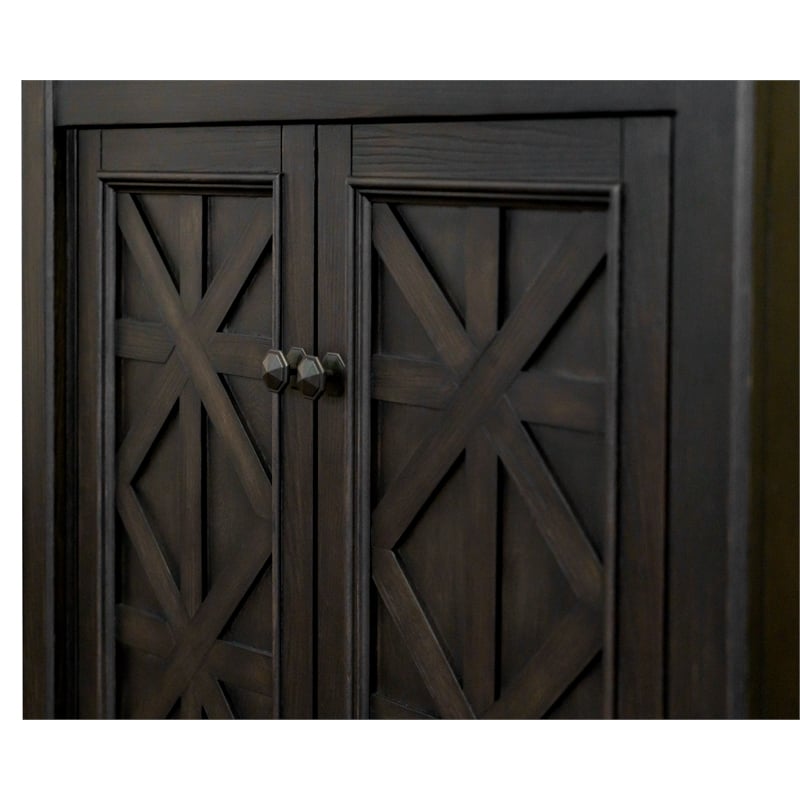 Traditional Wood Bookcase With Doors Office Shelving Storage Cabinet Dark Brown