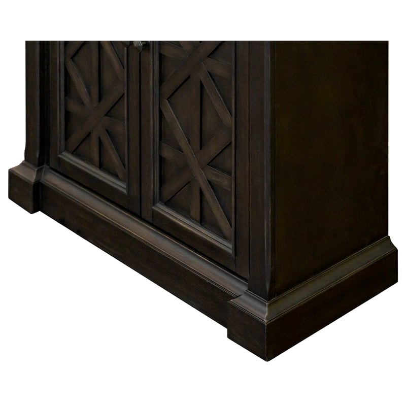 Traditional Wood Bookcase With Doors Office Shelving Storage Cabinet Dark Brown