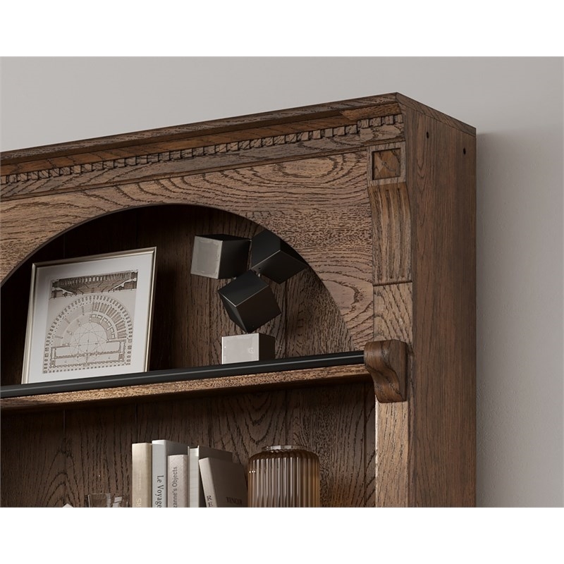 Traditional 8' Tall Wood Bookcase Office Storage Organizer Fully Assembled Brown