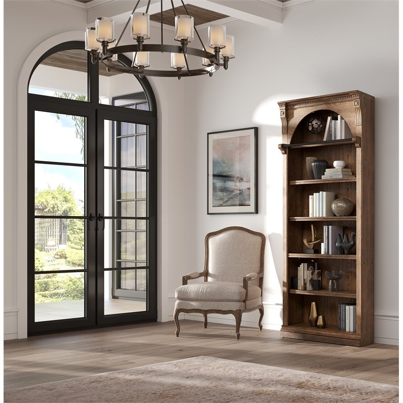 Traditional 8' Tall Wood Bookcase Office Storage Organizer Fully Assembled Brown