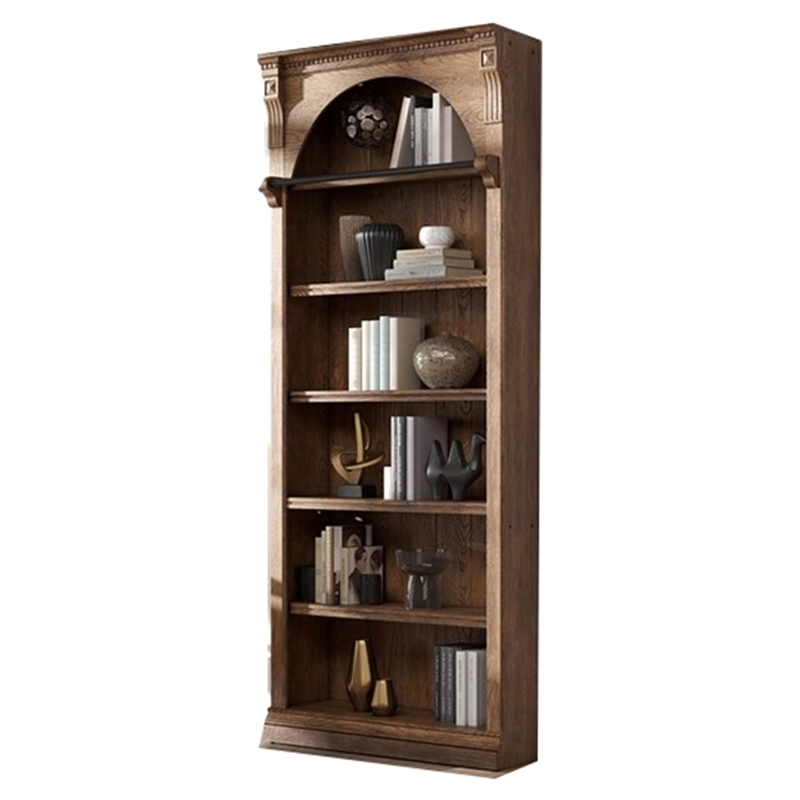 Traditional 8' Tall Wood Bookcase Office Storage Organizer Fully Assembled Brown