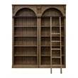 Traditional 8' Tall Wood Bookcase Wall With Ladder Office Storage Brown