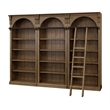 Traditional 8' Tall Wood Bookcase Wall With Ladder Office Bookcase Brown