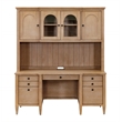 Modern Wood Hutch With Doors Office Storage Hutch Fully Assembled Light Brown