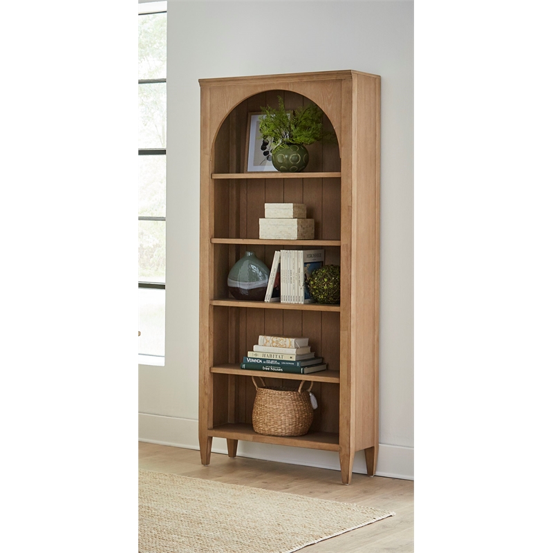Modern Wood Open Bookcase Office Cabinet Fully Assembled Light Brown