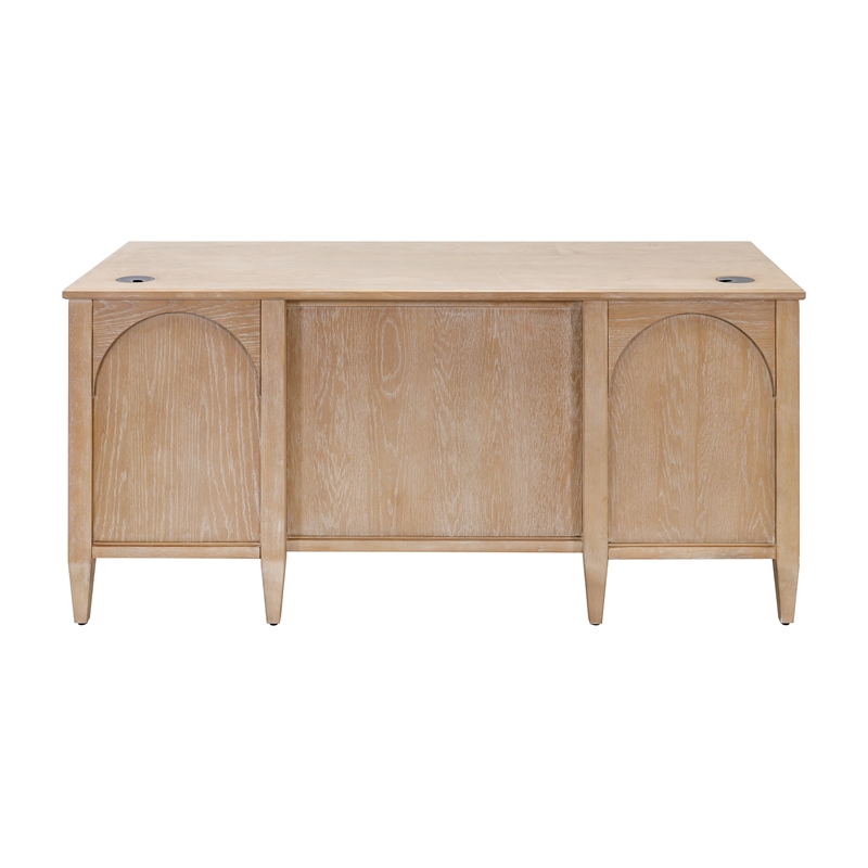 Modern Wood Double Pedestal Desk Wood Desk Fully Assembled Light Brown