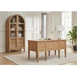 Modern Wood Half Pedestal Desk Wood Fully Assembled Light Brown