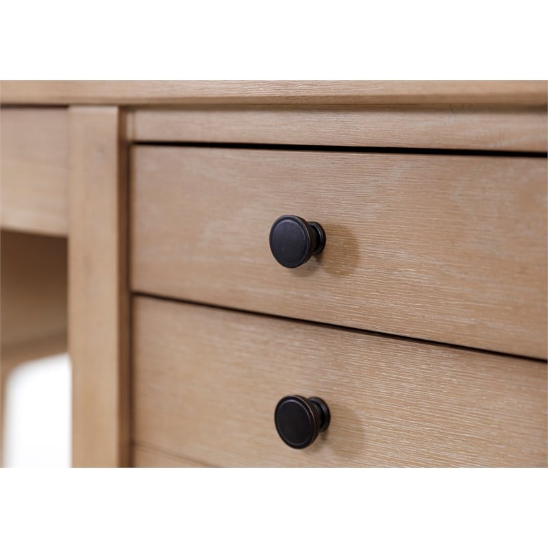 Modern Wood Half Pedestal Desk Wood Fully Assembled Light Brown