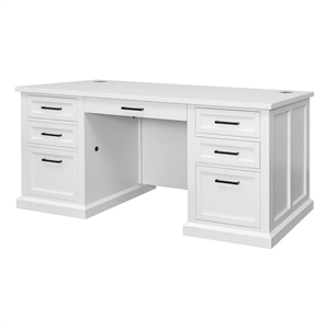 Modern Wood Executive Desk Office Desk Fully Assembled White