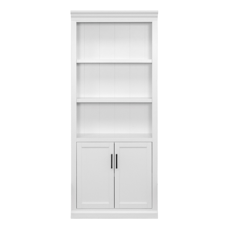Modern Wood Lower Doors Bookcase Office Bookcase Fully Assembled White