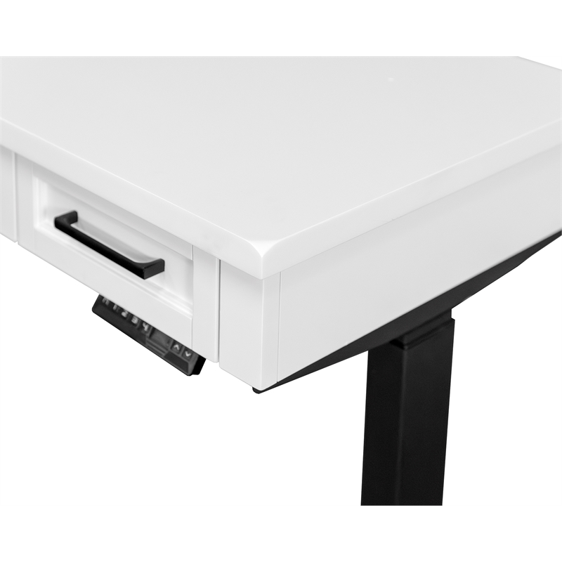 Modern Electric Sit/Stand L-Desk and Return Height Wood Desk White
