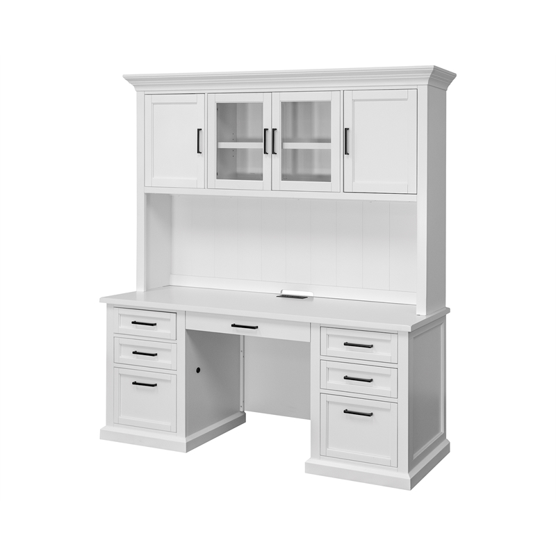 Modern Wood Hutch With Doors Storage Hutch Fully Assembled White