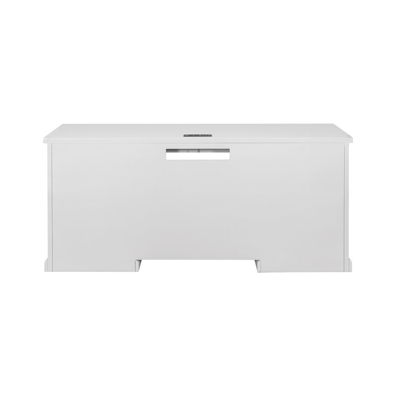 Modern Wood Hutch With Doors and Desk Storage Fully Assembled White