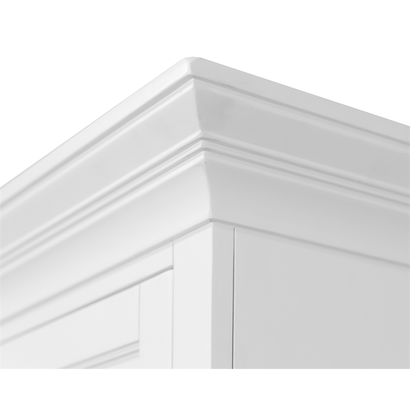 Modern Wood Hutch With Doors and Desk Storage Fully Assembled White