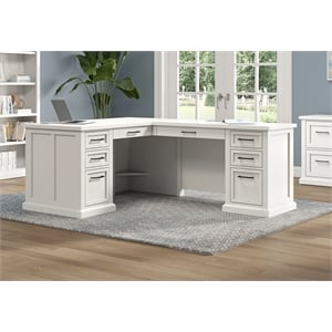 Modern Wood L-Desk & Return Writing Table & Return Office White