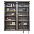 Traditional 8' Tall Wood Bookcase Wall With Ladder Aged Office Bookcases Gray