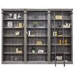 Traditional 8' Tall Wood Bookcase Wall With Ladder Aged Office Bookcases Gray