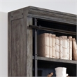 Traditional 8' Tall Wood Bookcase Wall With Ladder Aged Office Bookcases Gray