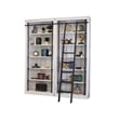 Traditional 8' Tall Wood Bookcase Wall With Ladder Aged Office Bookcases White