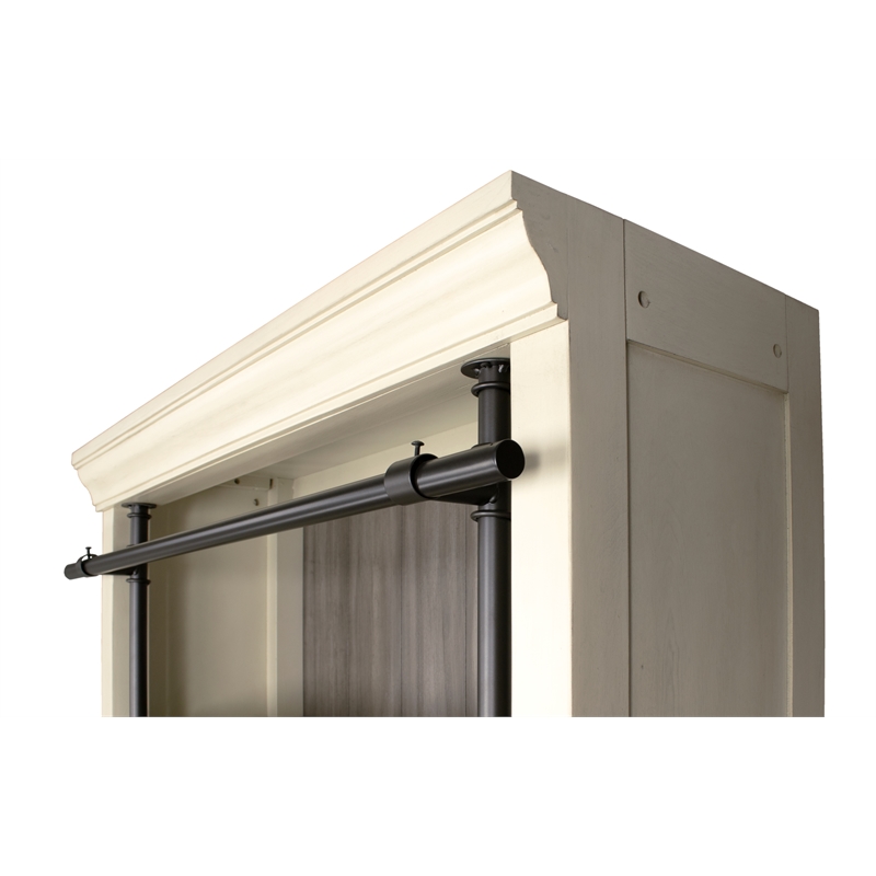 Traditional 8' Tall Wood Bookcase Wall With Ladder Aged Office Bookcases White