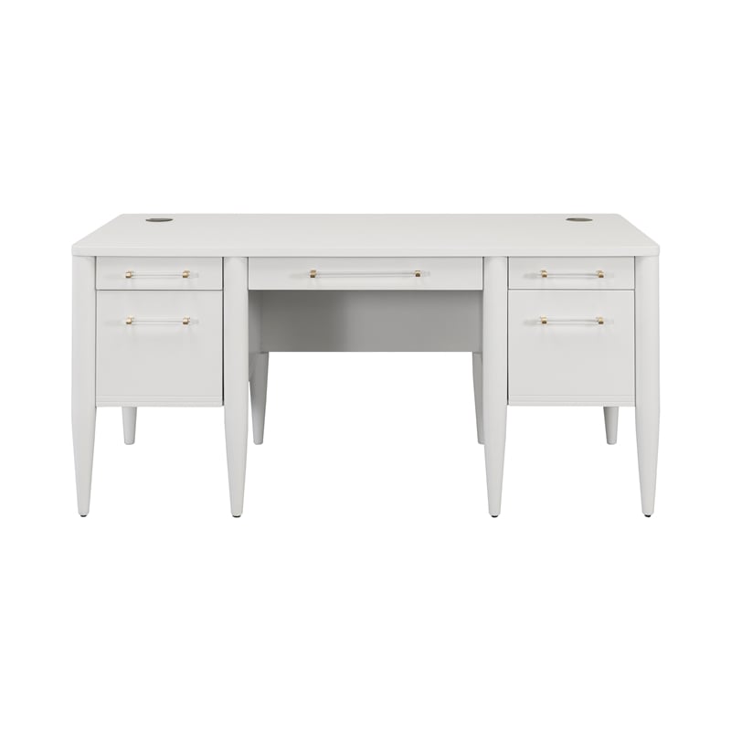 Contemporary Wood Half-Pedestal Desk  Office Desk  Accent Desk  White