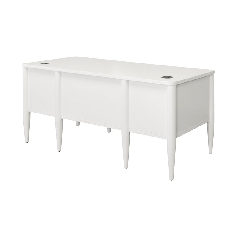 Contemporary Wood Half-Pedestal Desk  Office Desk  Accent Desk  White