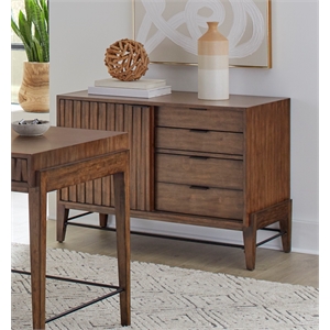 Mid-century Wood Modern Small Console with File Drawers Brown