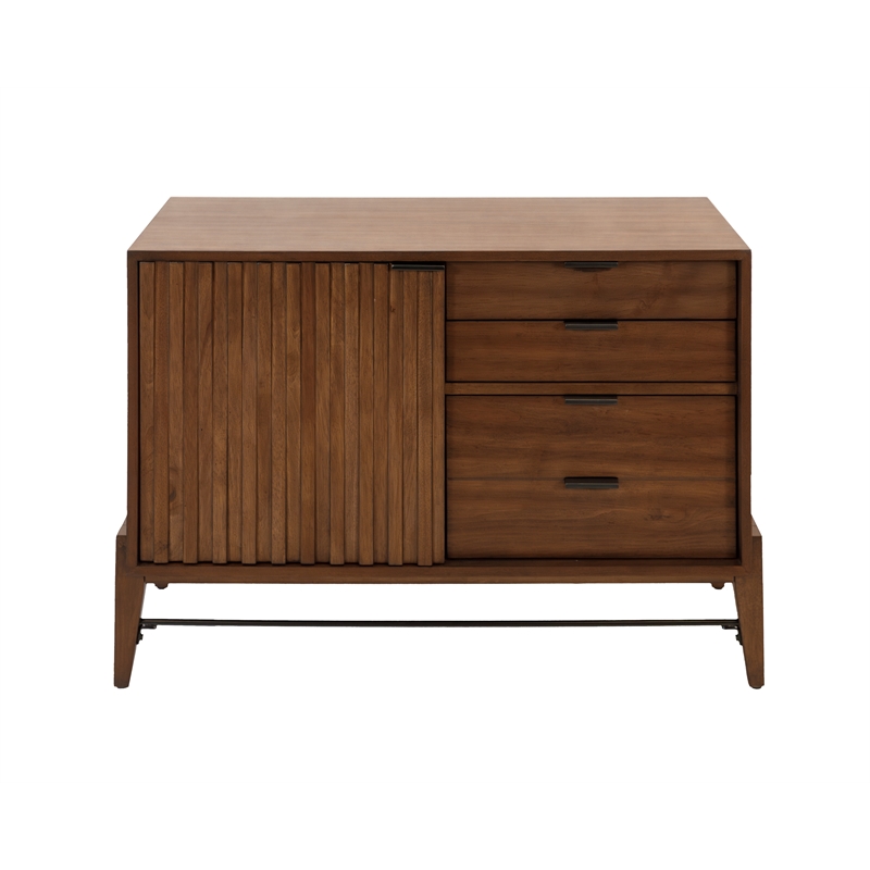 Mid-century Wood Modern Small Console with File Drawers Brown