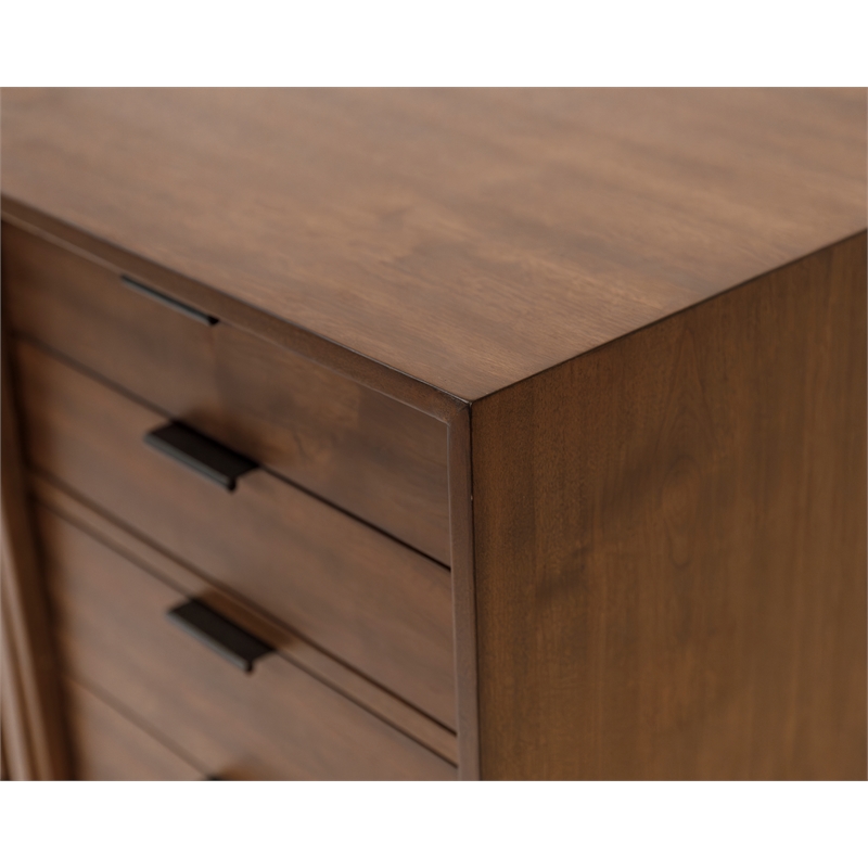 Mid-century Wood Modern Small Console with File Drawers Brown