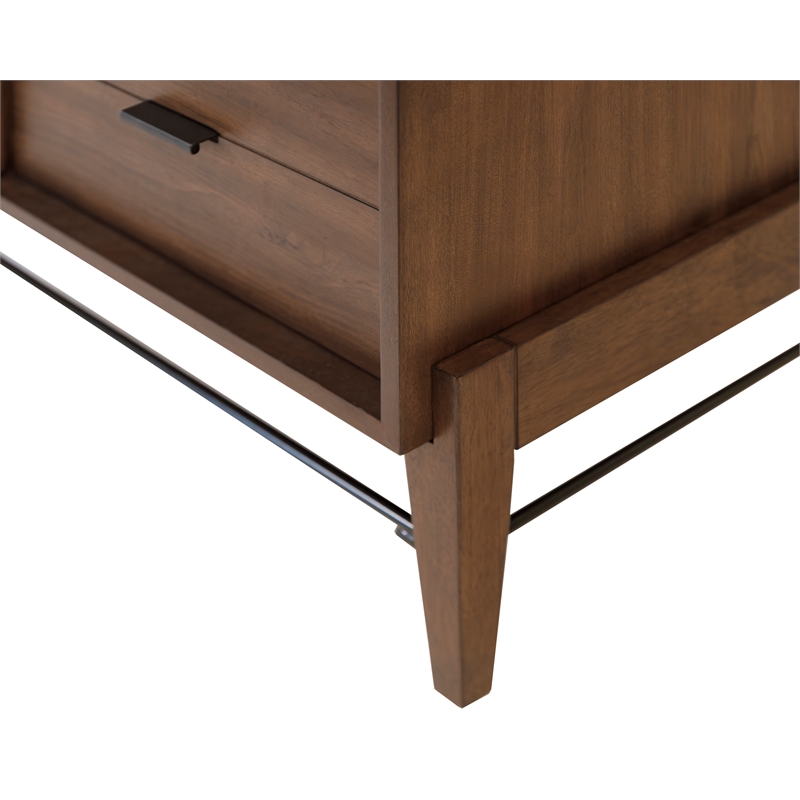 Mid-century Wood Modern Small Console with File Drawers Brown