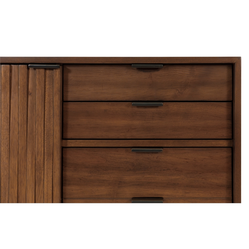 Mid-century Wood Modern Small Console with File Drawers Brown