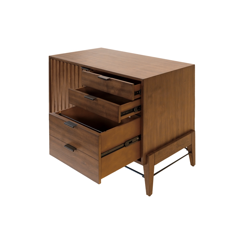 Mid-century Wood Modern Small Console with File Drawers Brown