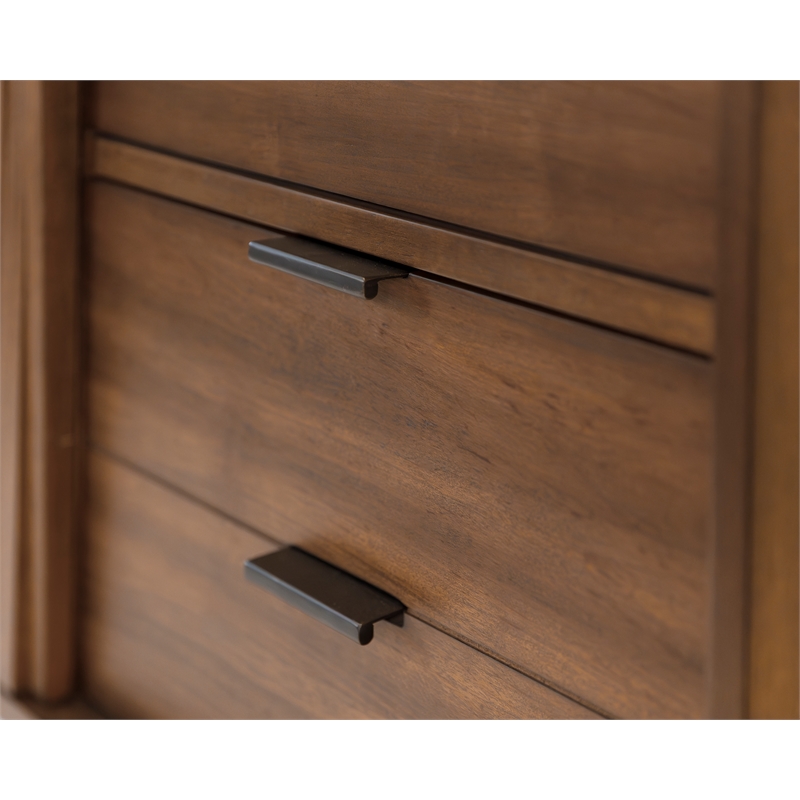 Mid-century Wood Modern Small Console with File Drawers Brown