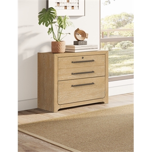 Modern Wood Lateral File Storage File Drawer Fully Assembled Light Brown