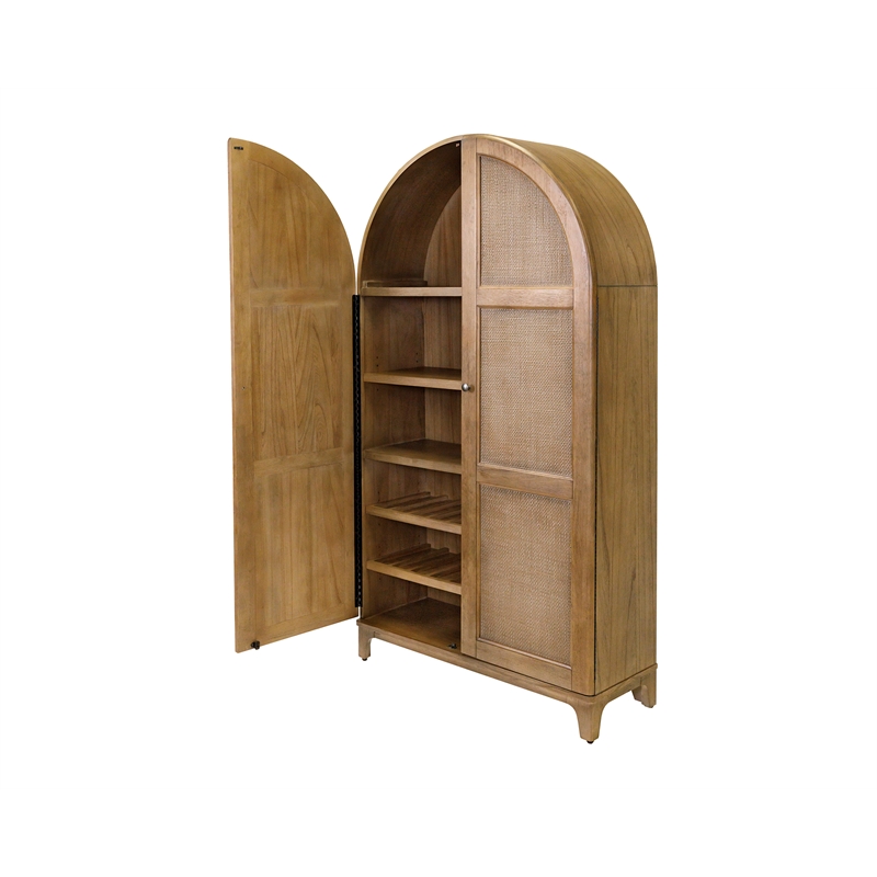 Coastal Arch shaped Bar Cabinet Dining Cabinet Fully Assembled Brown Wood