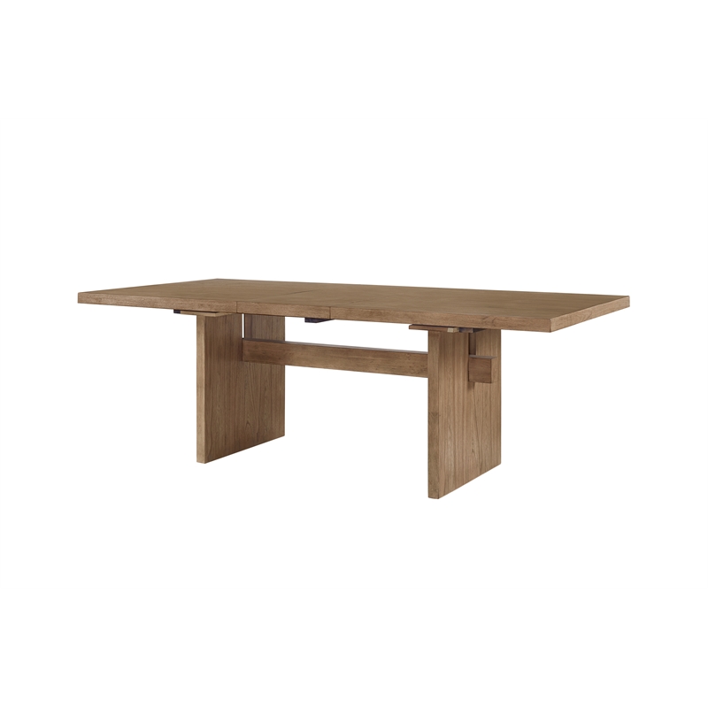 Coastal Wood Rectangular Kitchen Table with Six Chairs Dining Table Brown