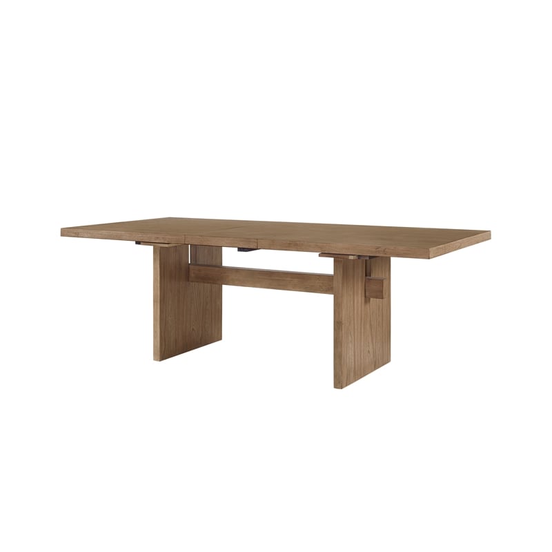 Coastal Wood Rectangular Kitchen Table with Eight Chairs Brown